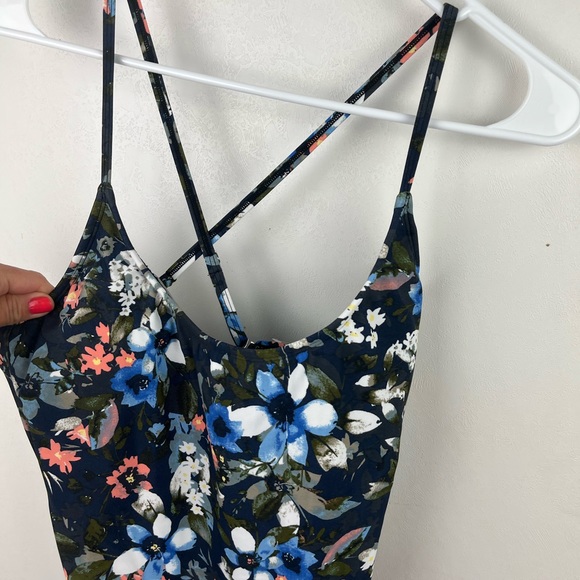 Adore Me Floral Print One Piece Swimsuit Adjustable Straps Low Back Medium NWT - Picture 3 of 9